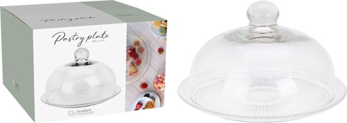 332100050 PRATO VIDRO BOLO COM TAMPA 30CM