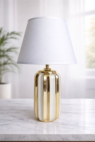 136235295 CANDEEIRO BRANCO E DOURADO 41CM CERAMICA