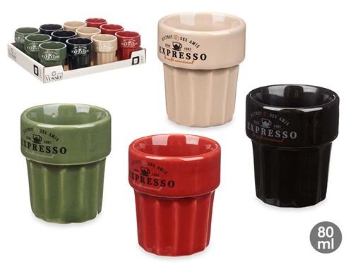 16804 COPO CAFE CERAMICA 80ML 4CORES SORT