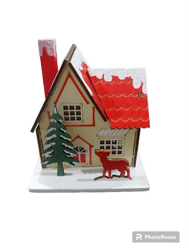 78059 CASA MADEIRA C/5LUZES 9,5X8X11CM