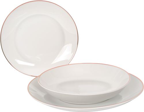 7623 SERVIÇO 18PÇS PORCELANA FIO ROSA