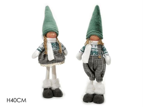 410325 MENINA TECIDO NATAL VERDE 40CM
