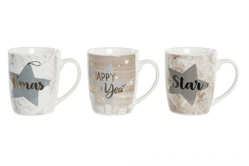 CANECA PORCELANA 8,5X8,5X10 330ML ESTRELA 3 MOD