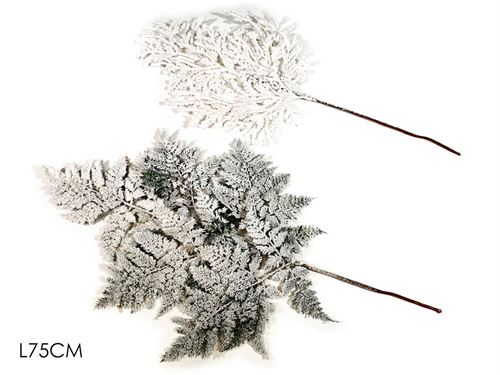 427828 HASTE FOLHA NATAL NEVE 75CM 2SORTIDOS