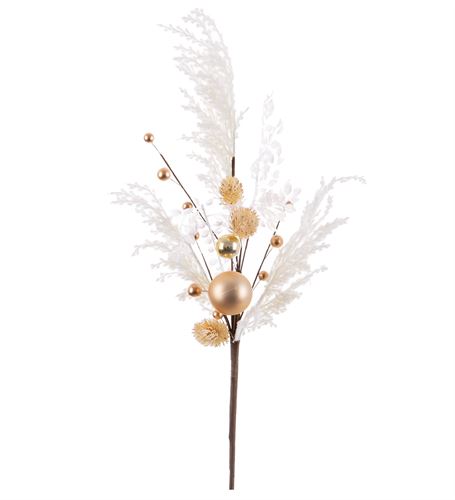 721035 HASTE NATAL BRANCA COM BOLA OURO 65CM