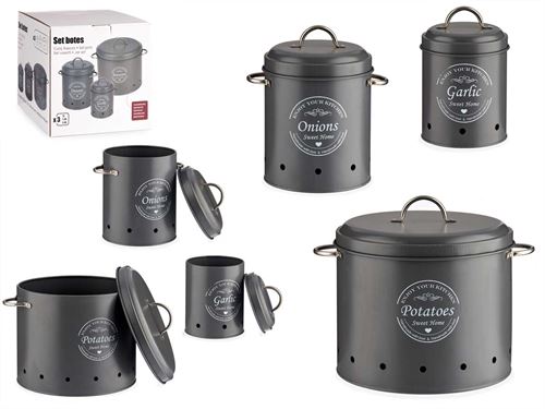 83512 LATA METAL ENJOY YOUR KITCHEN CINZA SET3