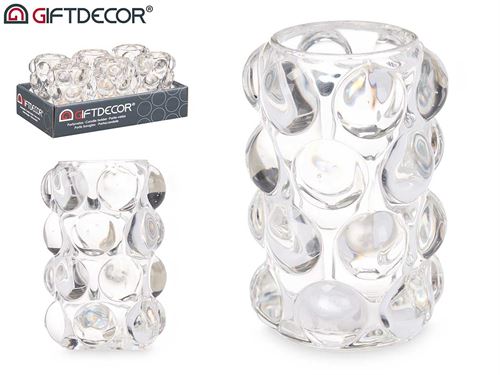 93705 CASTIÇAL VIDRO BOLAS TRANSPARENTE 12CM