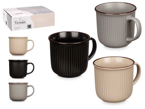 70478 CANECA RISCAS CERAMICA 460ML 10,5 x 13,5 x 9,1 cm.