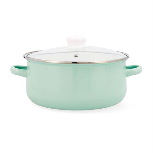 5424978 CAÇAROLA AÇO ESMALTE C/TAMPA VIDRO 24CM