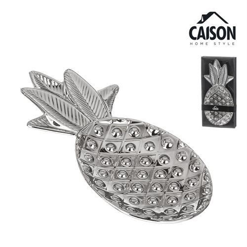 057451 DESPEJA BOLSOS CERAMICA ANANAS PRATA 25CM