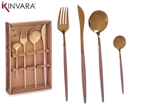 75224 TALHERES OURO/ROSA  AÇOINOX 8PÇS