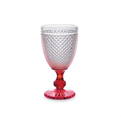 89592 COPO ÁGUA DIAMANTE TRANS PÉ VERM 256ML X6