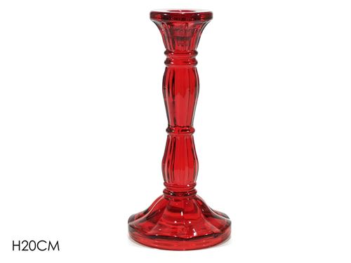 CASTIÇAL VIDRO 20CM VERMELHO