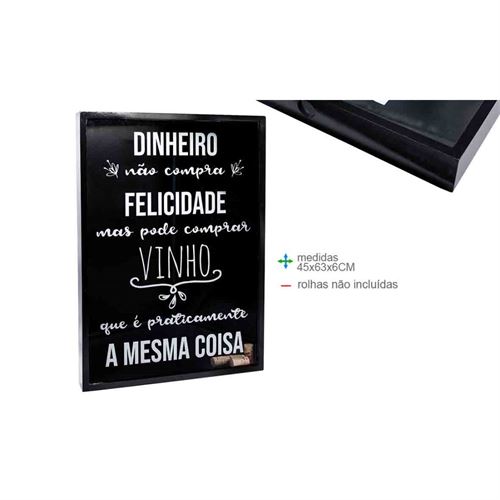 BD-74433 QUADRO ROLHAS MADEIRA/VIDRO 45x63x6cm