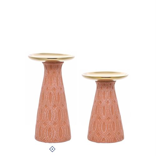 28383 CASTIÇAL CERAMICA GOLDEN BRICK  C 11,50 L 11,50 A 21,00
