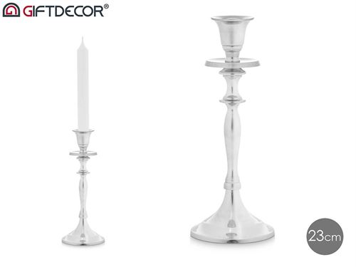 91441 CASTIÇAL METAL PRATA 24CM