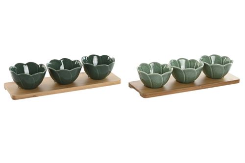 PC-211481 SET APERITIVOS CERAMICA 32X10X7 FOLHAS 2 MODELOS
