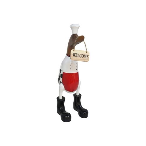 194028 PATO MADERA STUAR 40CM   CARTEL 4X7CM WELCOME