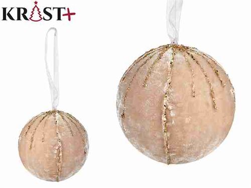 95783 CONJ 4 BOLAS VELUDO 8CM CHAMPAGNE/OURO