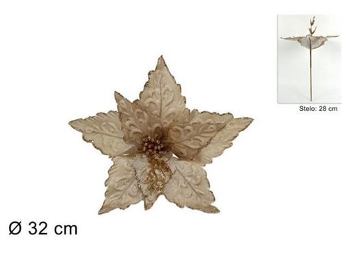 87840 FLOR BEGE/DOURADA NATAL 47CM