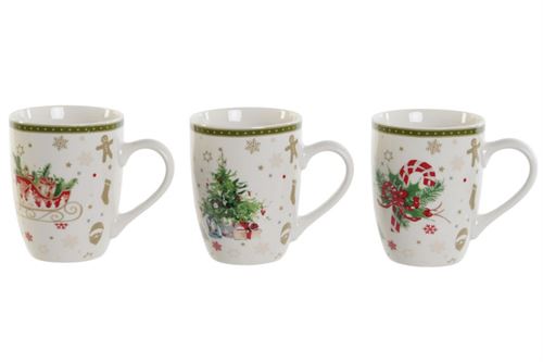 CANECA CERAMICA NATAL 8,3X5,3X10,3 320ML 3SORT