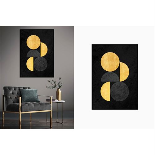 QUADRO PRETO/DOURADO 80X120CM