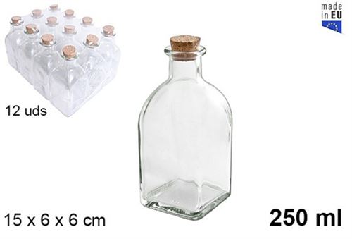 107822 GARRAFA VIDRO COM ROLHA CORTIÇA 250ML