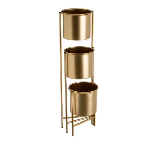 806451 VASOS TRIPLO METAL OURO 38 X 19 X 65 CM