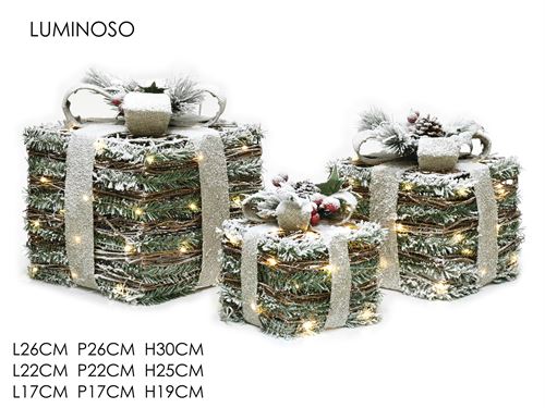 441830 SET 3 EMBRULHOS NATAL DECORATIVOS COM 90 LED