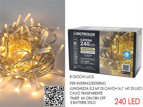 450413 LUZES 240 LED INT/EXT BRANCO QUENTE