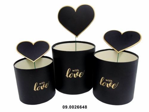 CAIXA CARTAO SET3 LOVE PRETO 19X19X19