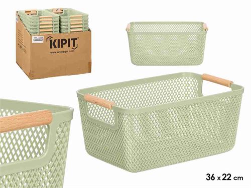 12872 CESTO PLASTICO VERDE PEGA BAMBU 36X22CM
