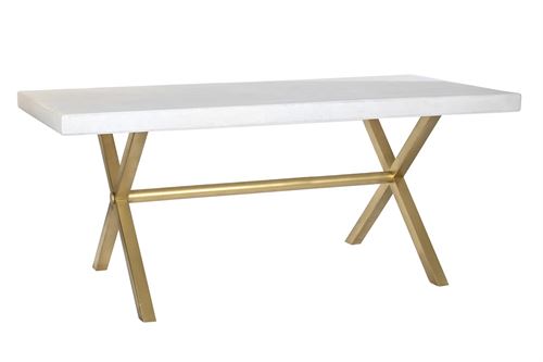 MB-200450 MESA JANTAR METAL BRONZE 180X90X76CM BRANCO