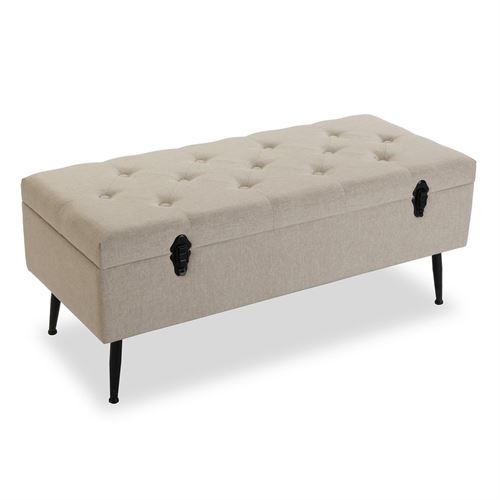 22050024 BANQUETA MADEIRA MDF POLIESTER BEIGE 102X40X44CM