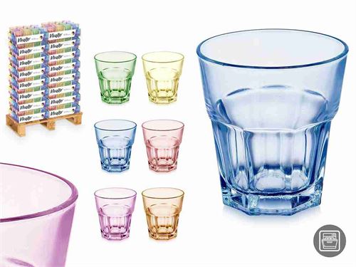 76756 COPO VIDRO CORES 300ML CX11