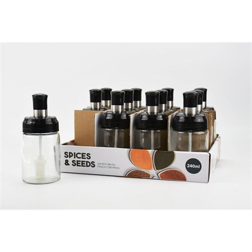 P160888941 FRASCO VIDRO C/PINCEL 240ml 6.5x6.5x15cm