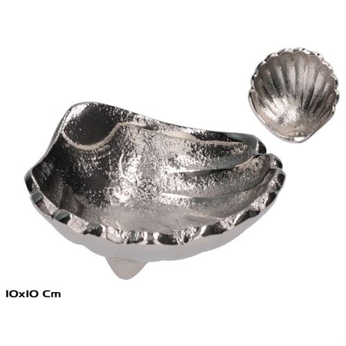 375298 TAÇA DECORATIVA CONCHA DO MAR 10X10X3CM NÍQUEL