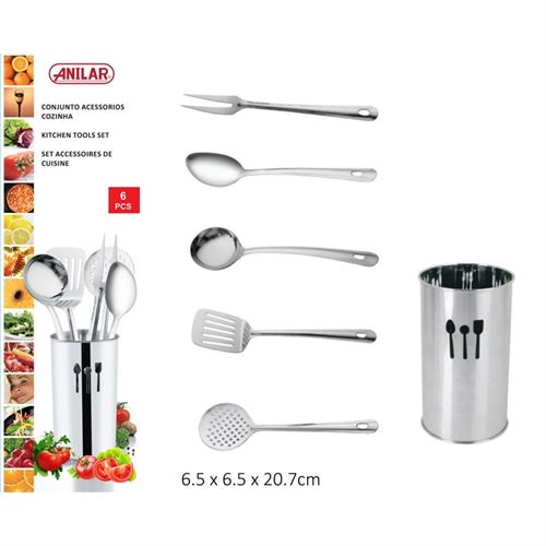 ACESSORIOS COZINHA INOX 6PÇS