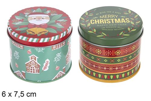 111370 CAIXA METAL REDONDA DECORADA 7,5CM