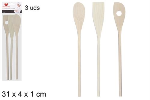 101456 - COLHERES COZINHA MADEIRA 3UN 31x4x1cm