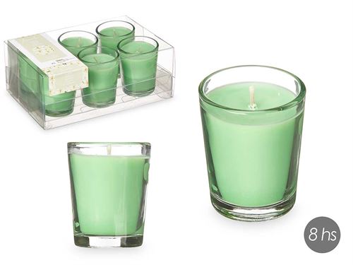 92442 CONJ 6 VELAS COPO VIDRO JASMIM
