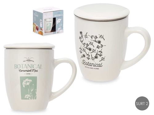 CANECA CERAMICA COM INFUSOR BOTANICAL