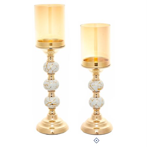 78916 CASTIÇAL DECORATIVO EM METAL E VIDRO C 11,50 L 11,50 A 35,00