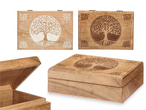 91888 CAIXA RECTANGULAR MDF ARVORE DA VIDA 25X17X8