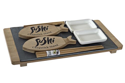PC-188220 SUSHI SET 9 BAMBU PIZARRA 30X15X4 NEGRO