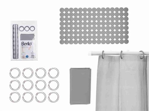 89387 CORTINA PEVA   TAPETE WC 68X36CM CINZA