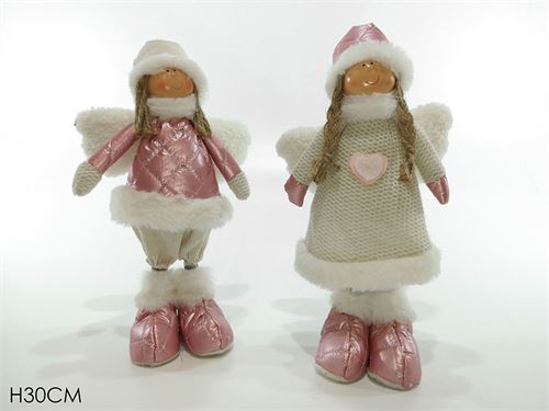 410198 BONECA NATAL TECIDO ROSA 30CM 2 SORTIDOS