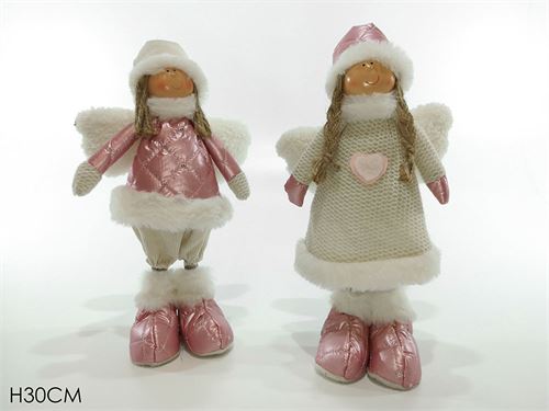 BONECA NATAL TECIDO ROSA 30CM 2 SORTIDOS