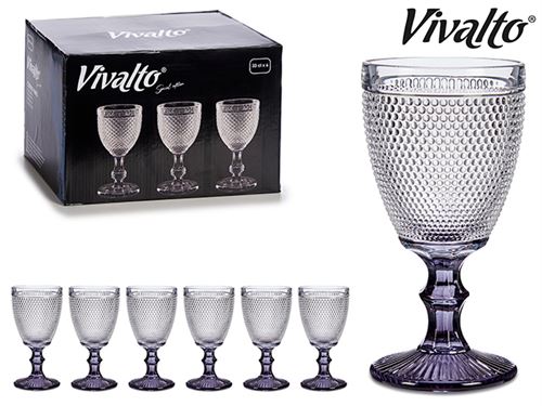 66391 COPO VIDRO VINHO RELEVO PONTOS ANTRACITE 330CL