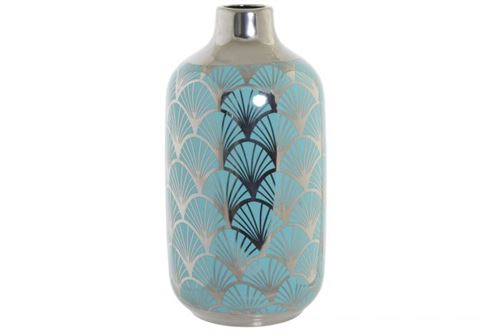 LD-182506 JARRO PORCELANA 15X15X33,5 CROMADO TURQUESA